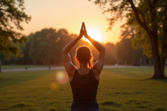 Image of someone doing light yoga or stretching outdoors